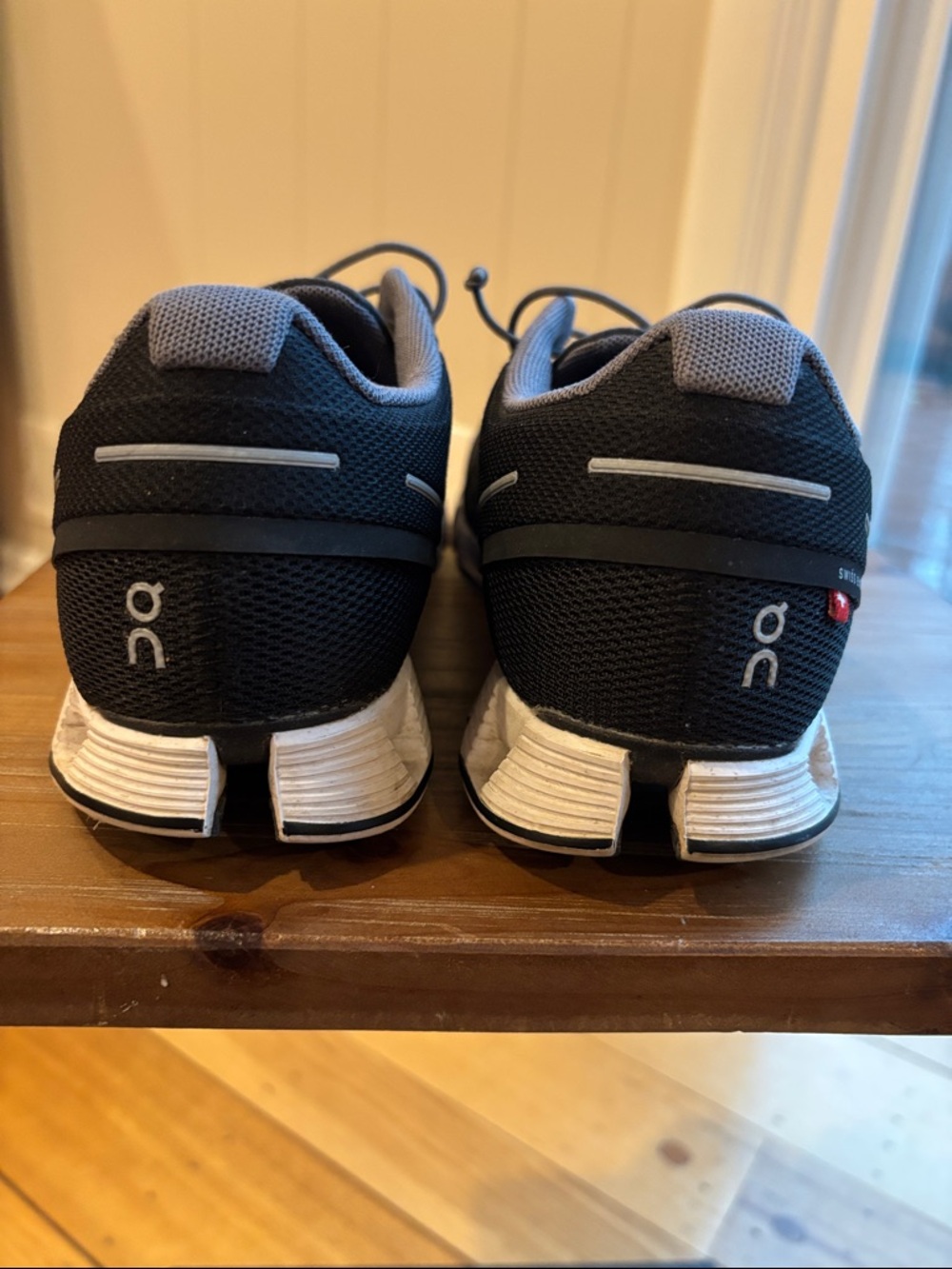 On Running Black and White Women's Cloud Athletic Sneakers - Picture 7 of 8
